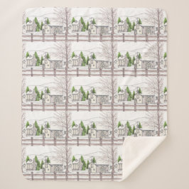 Winter Soltice Boerderij Sherpa Blanket Deken