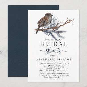 Winter Song Waterverf Bird Branch Vrijgezellenfees Kaart