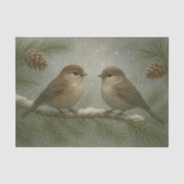 Winter Songbirds on a Snowy Branch Tissuepapier