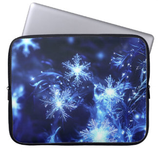 Winter Sparkle Blue Snowflakes Laptop Sleeve