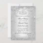 Winter Sparkle Snowflake Silver Sweet 16 Invite Kaart (Achterkant)