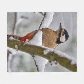 Winter Specht Fleece Dekbed Deken (Voorkant (Horizontaal))