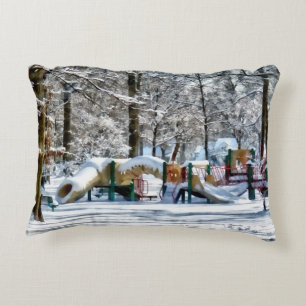 Winter Speelplaats Decoratief Kussen