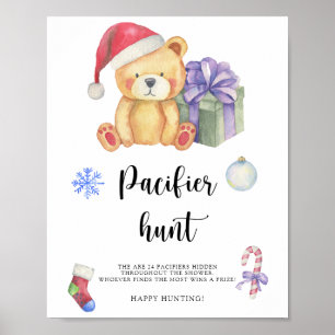 Winter - speenzoektocht babyshower spelposter poster