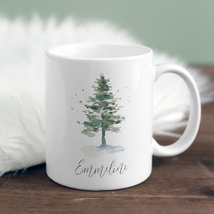 Winter Splendor Pine Tree, aangepast voor Kerstmis Koffiemok