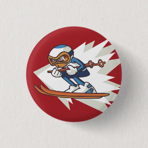 Winter Sport Alpiene Skiing Flair Button