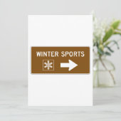 Winter Sports Road Sign Invitation (Debout devant)