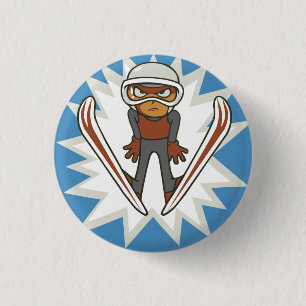 Winter Sports Ski Jumper Flair Pinback Ronde Button 3,2 Cm