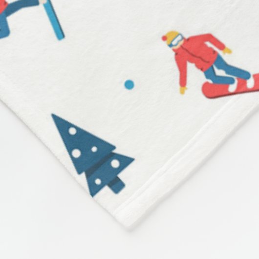 Winter Sports Skiing Snowboarding Pattern Fleece Deken (Hoek)