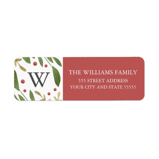 Winter Sprigs Return Address Label (Voorkant)