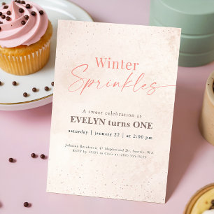 Winter Sprinkles Roze Glitter Baby 1e Verjaardag Kaart