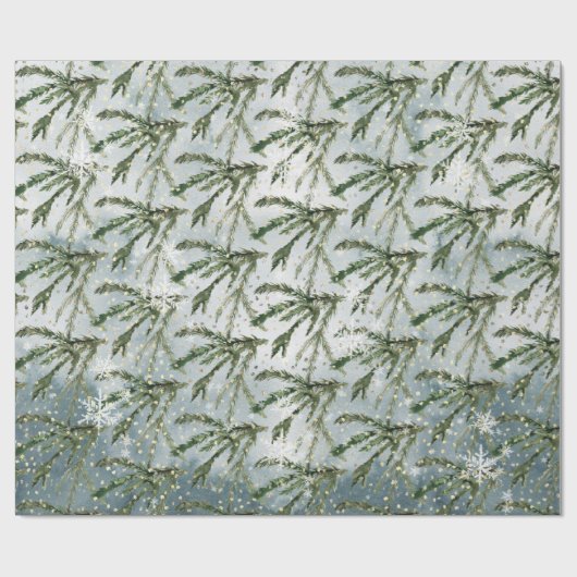 Winter Spruce Tree Branches Cadeaupapier (Vlak)