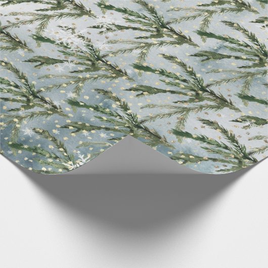 Winter Spruce Tree Branches Cadeaupapier (Hoek)