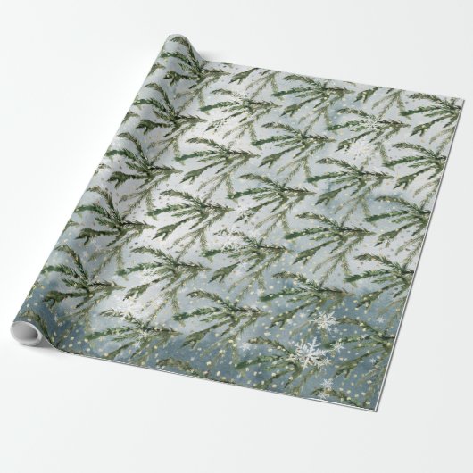Winter Spruce Tree Branches Cadeaupapier (Uitgerold)