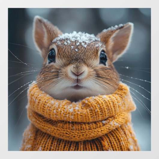 Winter Squirrel Window Cling Raamsticker (Vel)