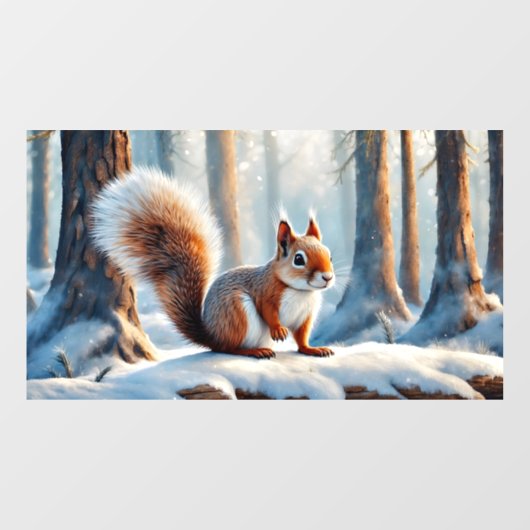 Winter Squirrel Window Cling Raamsticker (Vel)