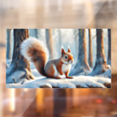 Winter Squirrel Window Cling Raamsticker (Vel 2)