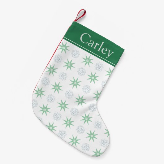 Winter Stars en Snowflake Pattern gepersonaliseerd Kleine Kerstsok (Voorkant (Hangend))