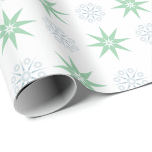 Winter Stars en Snowflakes Pattern White Cadeaupapier