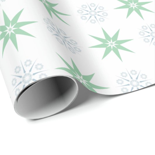 Winter Stars en Snowflakes Pattern White Cadeaupapier (Rol Hoek)