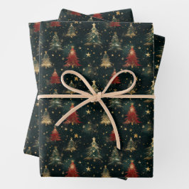 Winter Sterren Kerstbomen Wrapping Paper