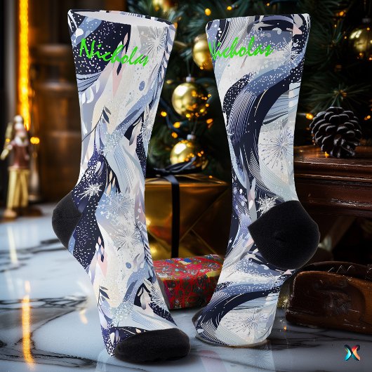 Winter Sterrensokken in Marineblauw en Gebroken Bl Sokken
