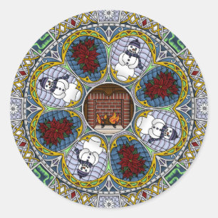 Winter-Sticker Ronde Sticker