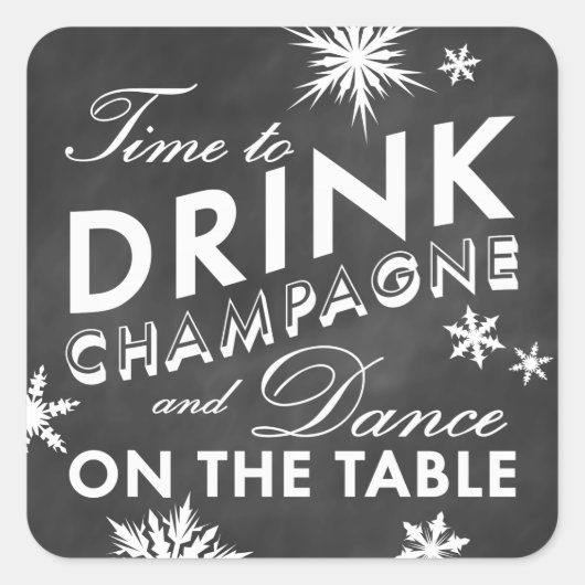 Winter Sticker Tijd om te Drinken Champagne (Voorkant)