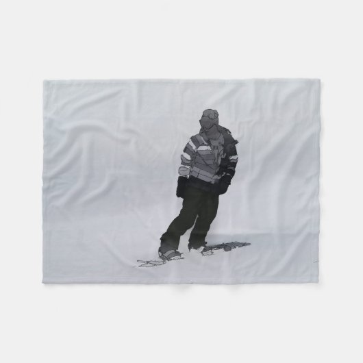 Winter Stilte - Snowboarder Fleece Deken (Voorkant (Horizontaal))
