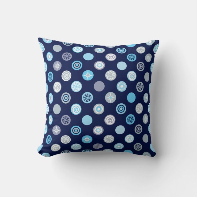 Winter Stippen Blue Pattern Pillow Kussen (Voorkant)