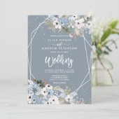 Winter stoffige blauwe bloemensneeuw fotoscript br kaart (Staand voorkant)