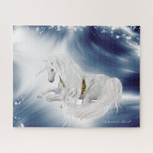 Winter Storm Fantasy Holiday Unicorn Legpuzzel (Horizontaal)
