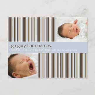 Winter Stripes Blue · Baby Aankondiging