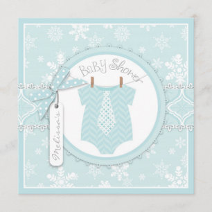 Winter Stropdas en Snowflake Print Boy Baby shower Kaart