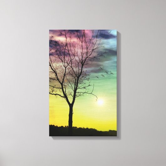 WINTER SUN EN TREE CANVAS AFDRUK (Voorkant)