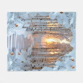 Winter Sunset White Birch Forest Fleece Deken (Voorkant (Horizontaal))