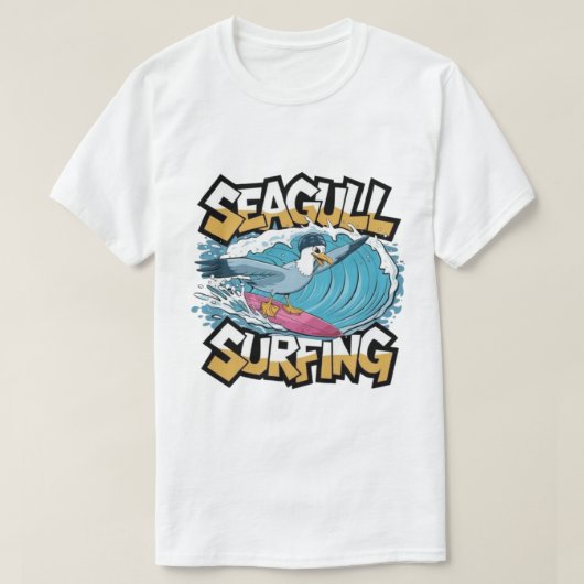 Winter Surfer Zeemeeuw, Zeemeeuw Surfen, Zeemeeuw T-shirt (Design voorkant)