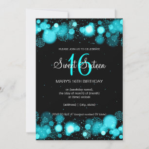 Winter Sweet Sixteen Birthday Party Turquoise Kaart