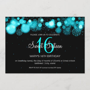 Winter Sweet Sixteen Birthday Party Turquoise Kaart