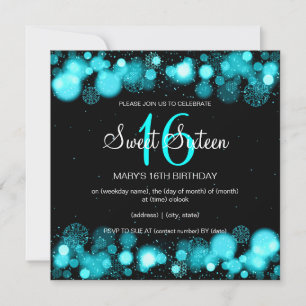 Winter Sweet Sixteen Birthday Party Turquoise Kaart