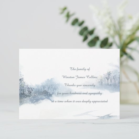Winter Sympathie Dank u wel Bedankkaart (Staand voorkant)