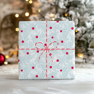 Winter Tak Patroon Minimale Dennen Tak & Bes Cadeaupapier