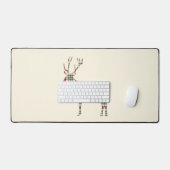 Winter Tartan Plaid Herten Silhouet Desk Mat (Keyboard & Muis)