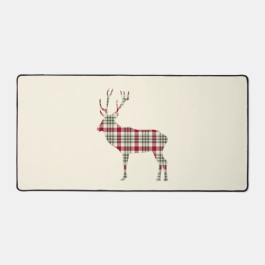 Winter Tartan Plaid Herten Silhouet Desk Mat (Voorkant)