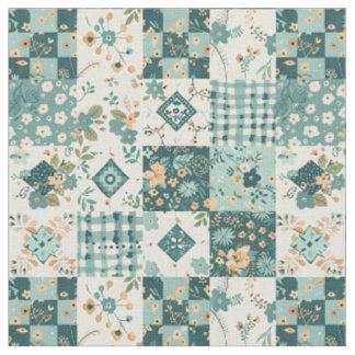 Winter Tealblauwe Patchwork Vintage Dekbed Stof