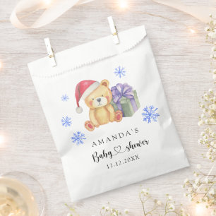 Winter teddybeer babyshower bedankzakje
