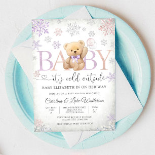 Winter Teddybeer Babyshower Uitnodiging