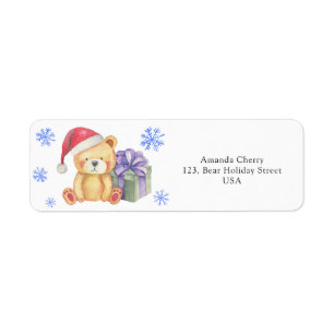 Winter teddybeer  etiket