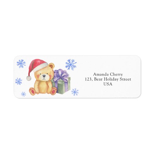Winter teddybeer  etiket (Voorkant)
