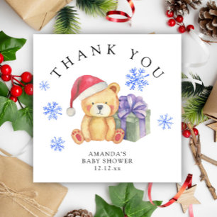 Winter teddybeer met xmas cadeau - dank u kaart